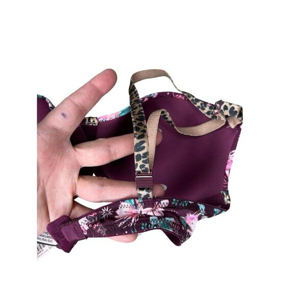 NEW Victoria's Secret Sexy Tee light Lined Demi Bra 32C pink Floral adjustable - Picture 9 of 10